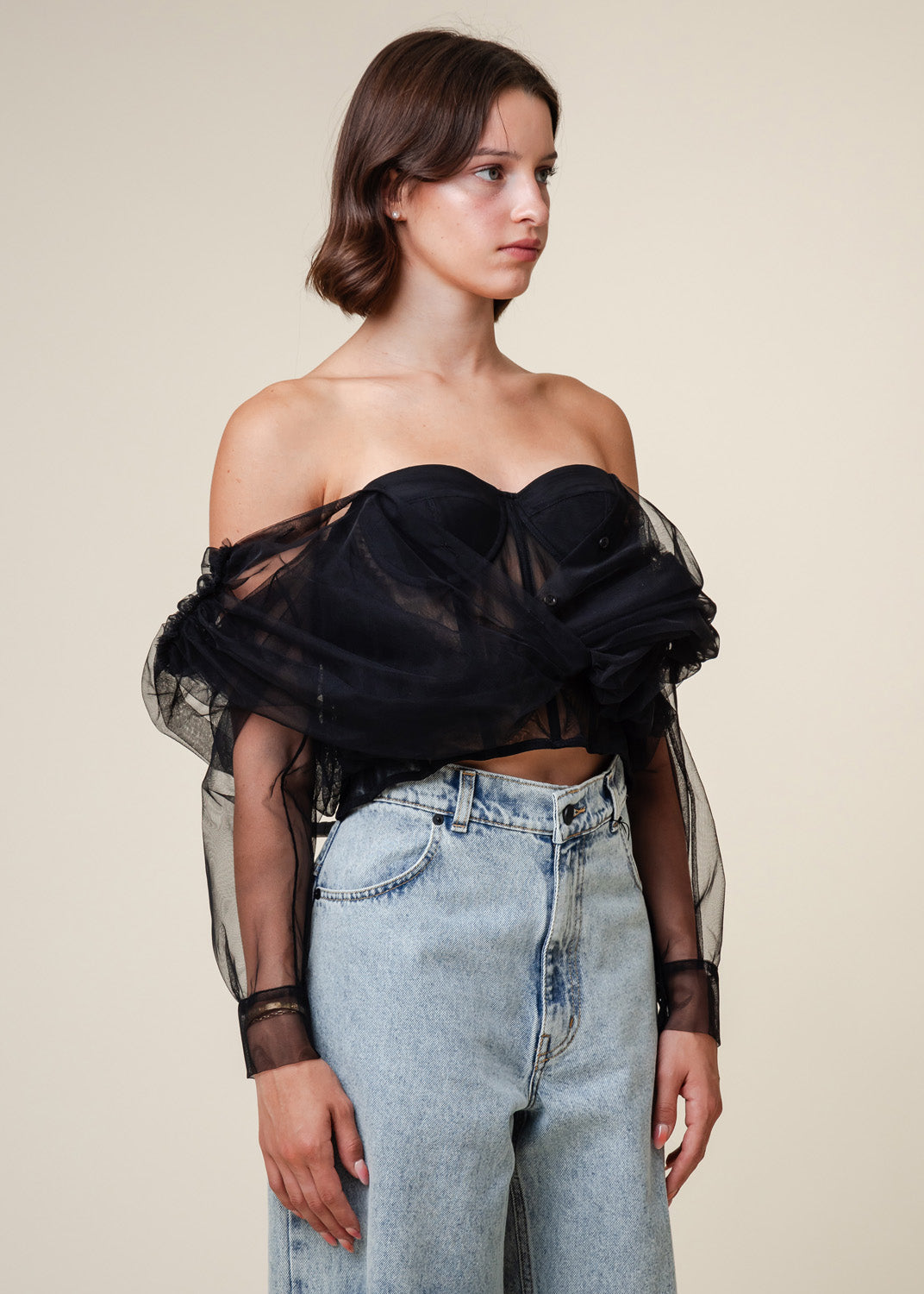 Corseted Tulle Blouse