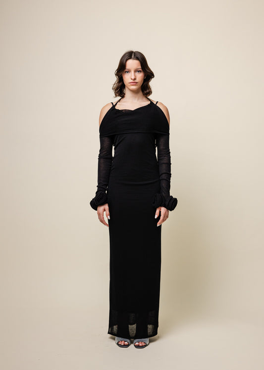 Long Knit Dress- Black